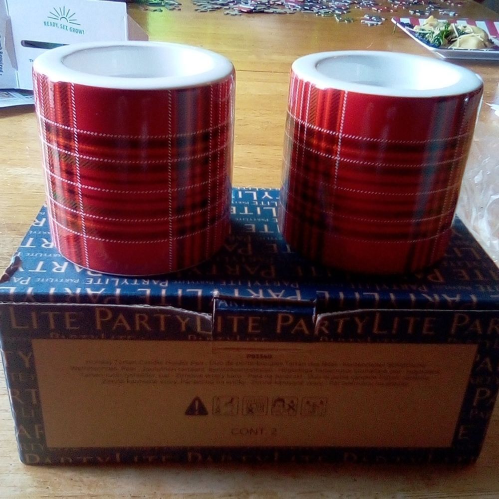 Partylite holiday candle holder pair